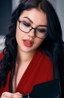 Raven Haired Hottie Pxie Spanks Herself